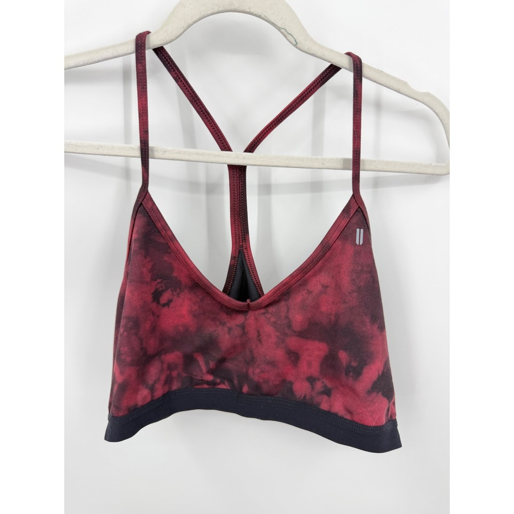 NOBULL Tie Dye V-Neck Sports Bra Womens XL Red Black Racerback Training